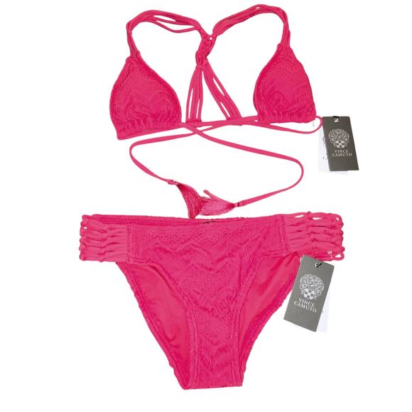 Vince Camuto Other - Vince Camuto Crochet Lace Tie Front bikini pink XS $146